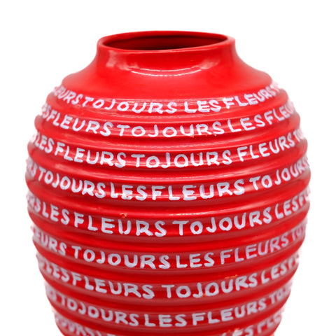 Red Hand Lettered Vase