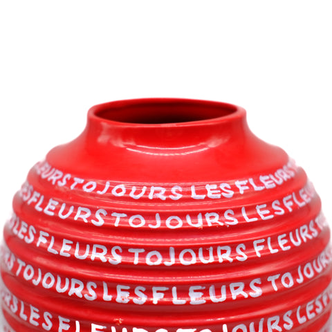 Red Hand Lettered Vase