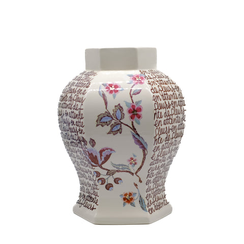 Cream Floral Hand Lettered Vase