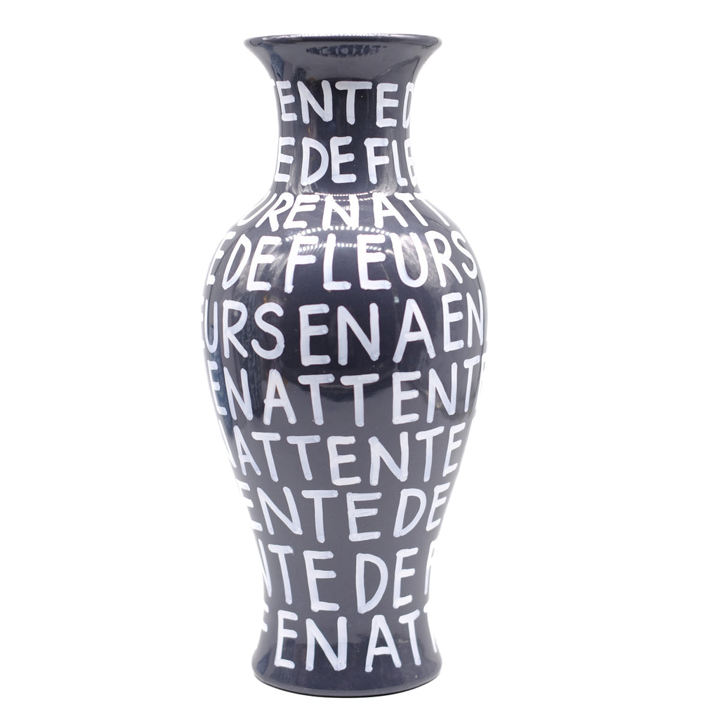 Grey Hand Lettered Vase