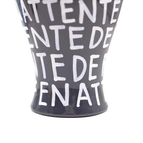 Grey Hand Lettered Vase