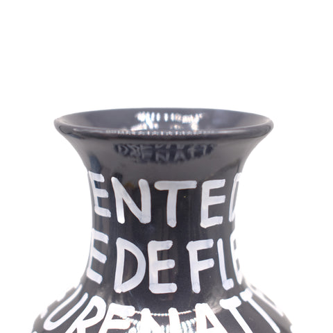 Grey Hand Lettered Vase