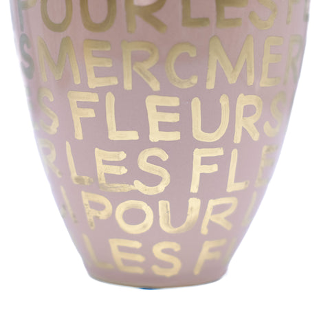 Blush and Gold Hand Lettered Vase