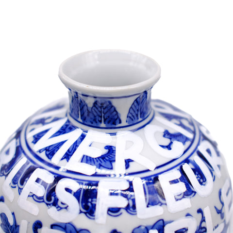 Merci China Hand Lettered Vase