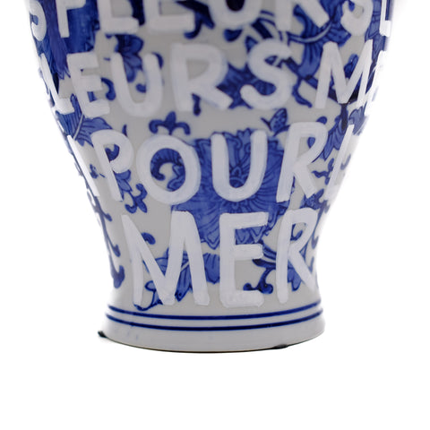 Merci China Hand Lettered Vase