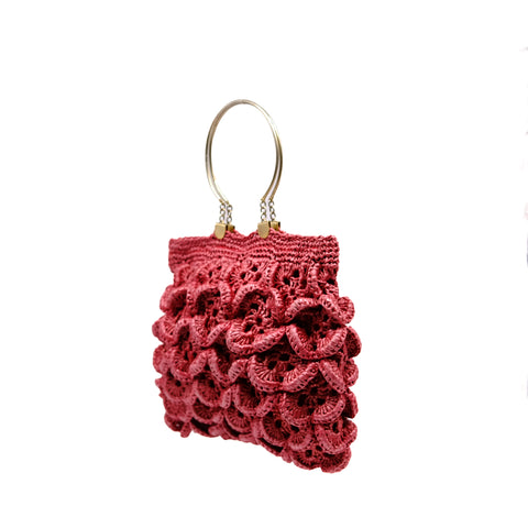 Haltered Pink Rattan Bag