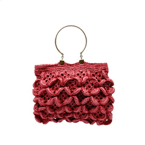 Haltered Pink Rattan Bag