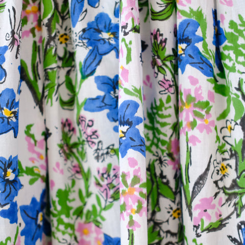 Handmade Cotton Skirt Blue Flowers