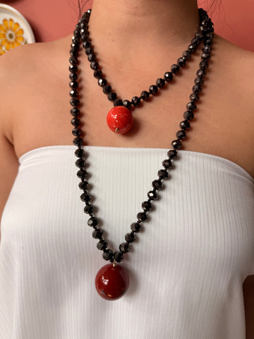Bella Sphera Necklace Black and Rust