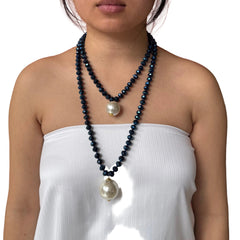 Bella Sphera Necklace Navy and Pearls