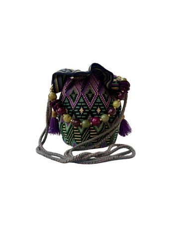 Mini Me Flower Top with Tagua Handle - Greens and Purple