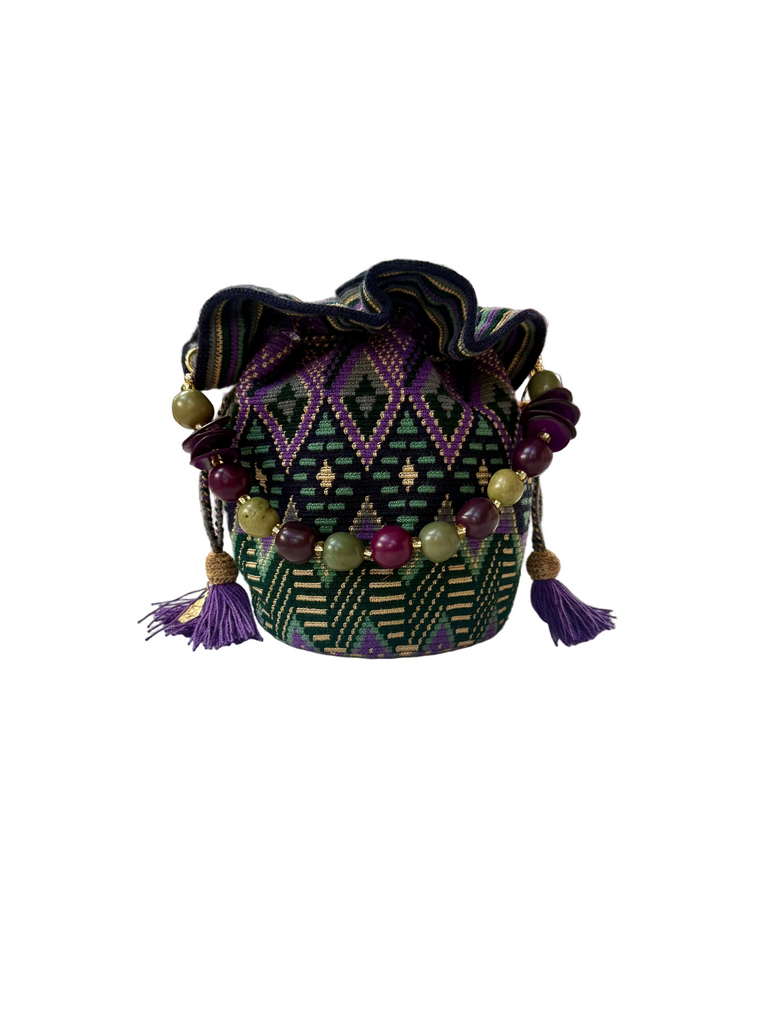Mini Me Flower Top with Tagua Handle - Greens and Purple