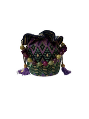 Mini Me Flower Top with Tagua Handle - Greens and Purple