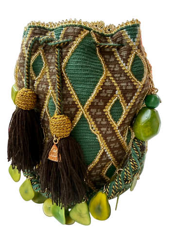 Beaded Medium Bucket with Tagua Strap