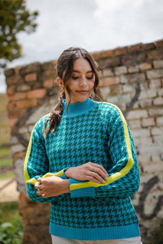 Hilos Sweater - Teals and Lime