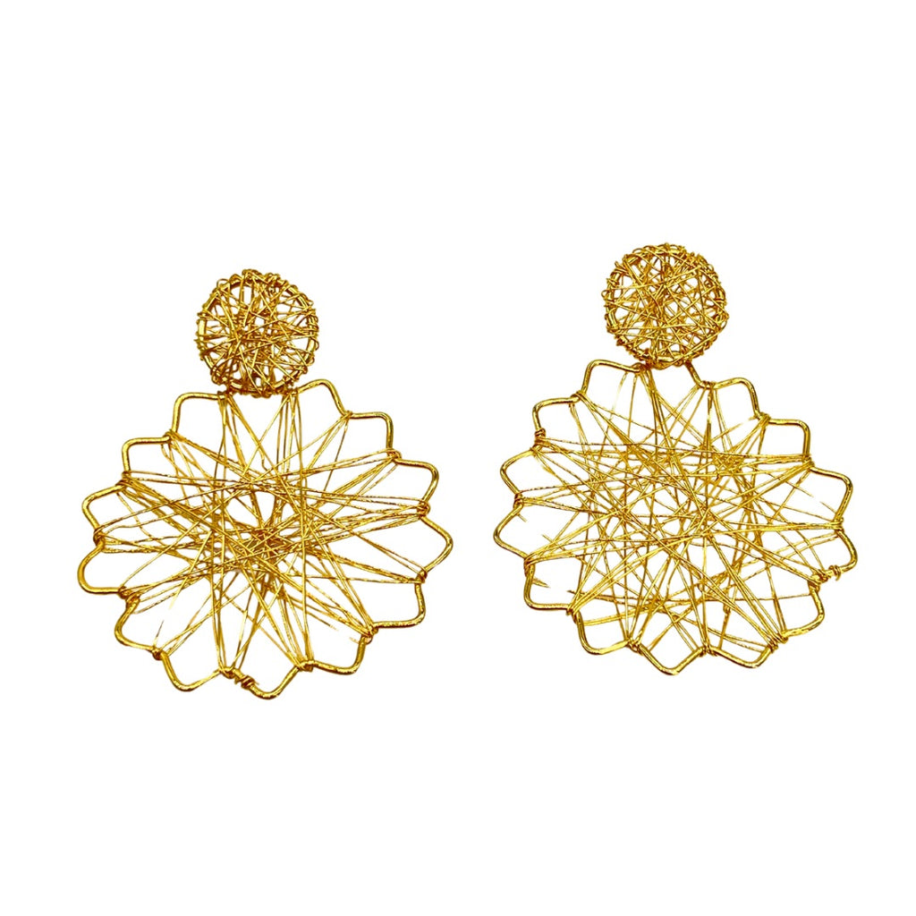 Gold Lattice Flower Earrings