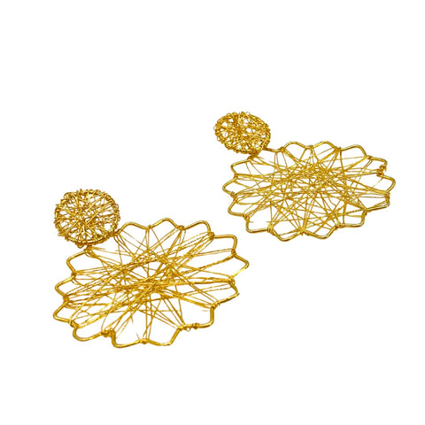 Gold Lattice Flower Earrings