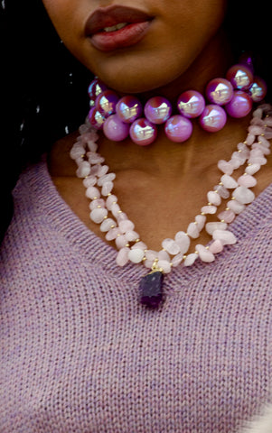 Rose Quartz Amethyst Necklace