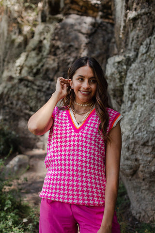 Hilos Vest - Pink and White