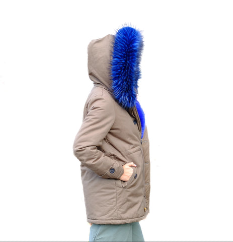 Green Jacket with Blue Hood