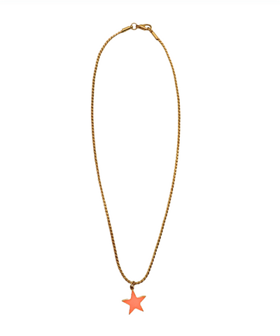 Orange Enamel Star Necklace