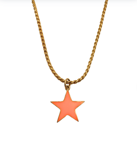 Orange Enamel Star Necklace