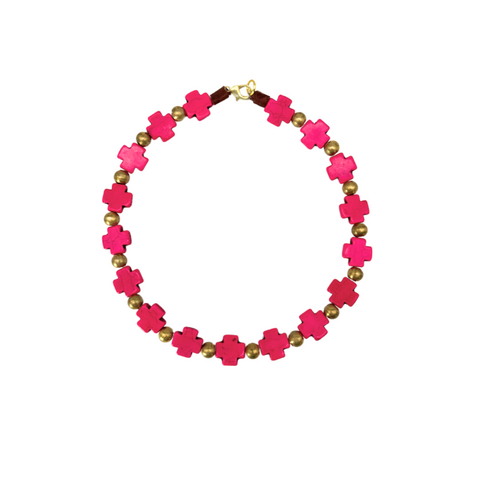 Pink howlite short necklace