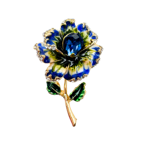 Flower Vintage Brooch Blues
