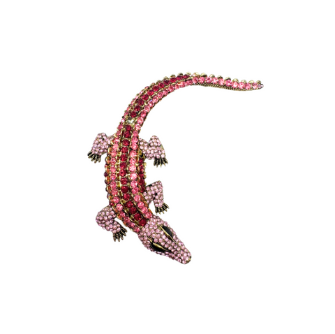 Alligator Vintage Brooch Pink