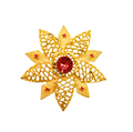 Flower Vintage Brooch Red and Gold