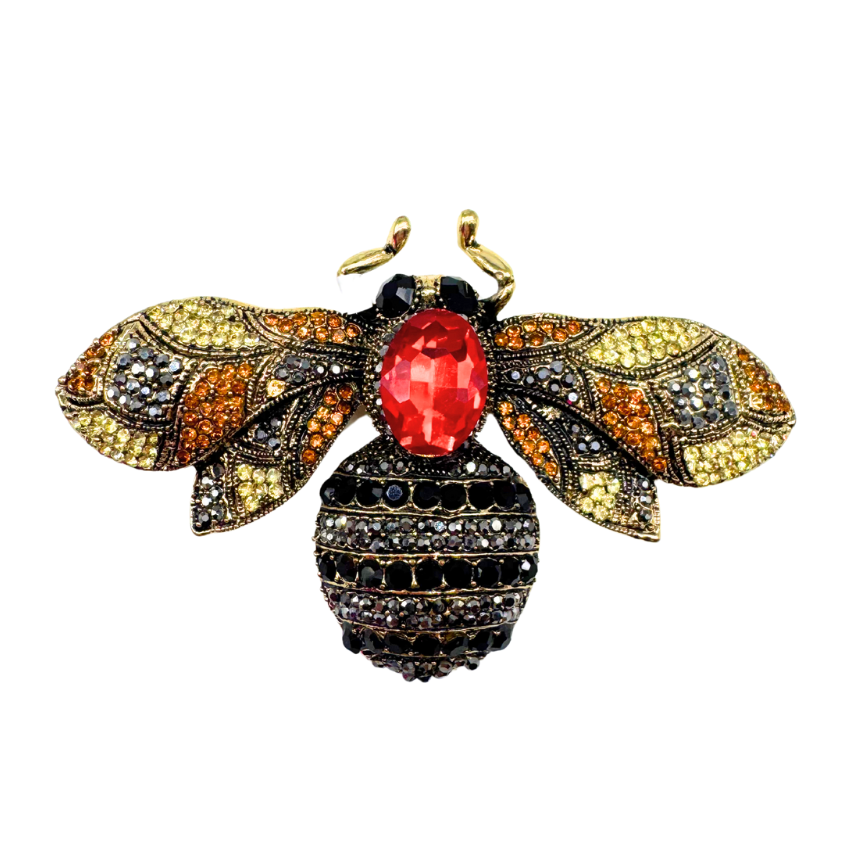 Bumble Bee Vintage Brooch Red and Black