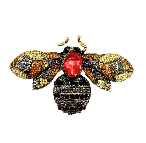 Bumble Bee Vintage Brooch Red and Black