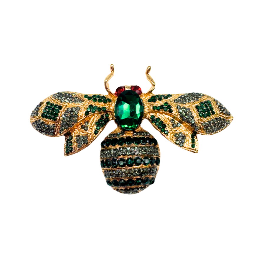 Bumble Bee Vintage Brooch Greens