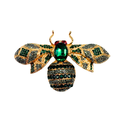Bumble Bee Vintage Brooch Greens