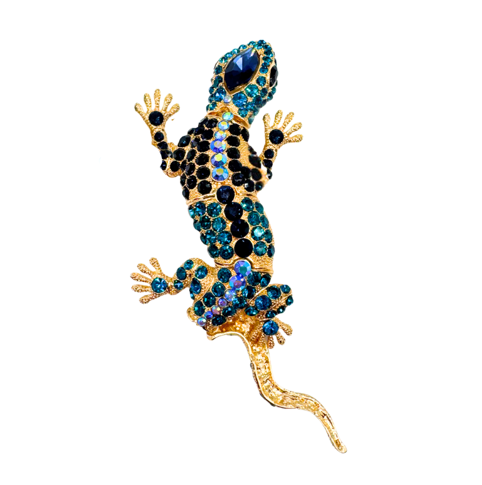 Salamander Vintage Brooch Blue