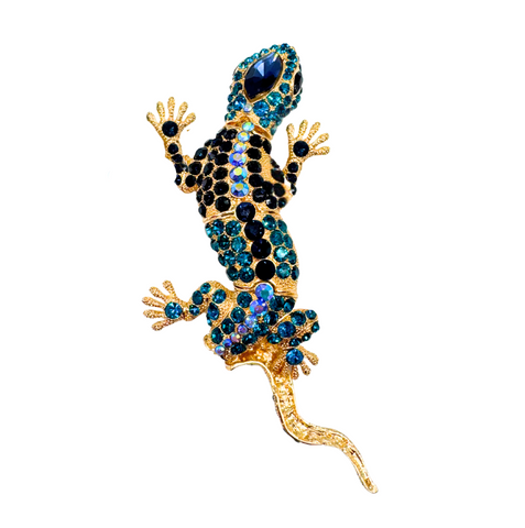 Salamander Vintage Brooch Blue