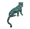Leopard Vintage Brooch Black and Blue