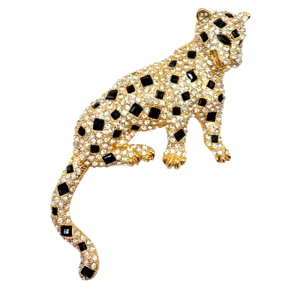Leopard Vintage Brooch Gold and Black