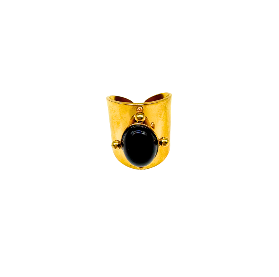 Vintage SS Ring w Black Stone