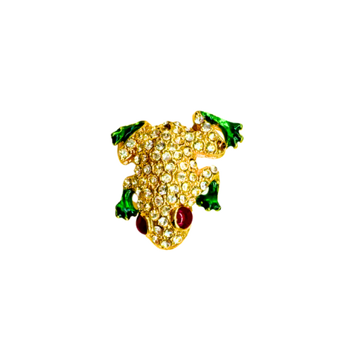 Vintage Mini Frog Red Brooch