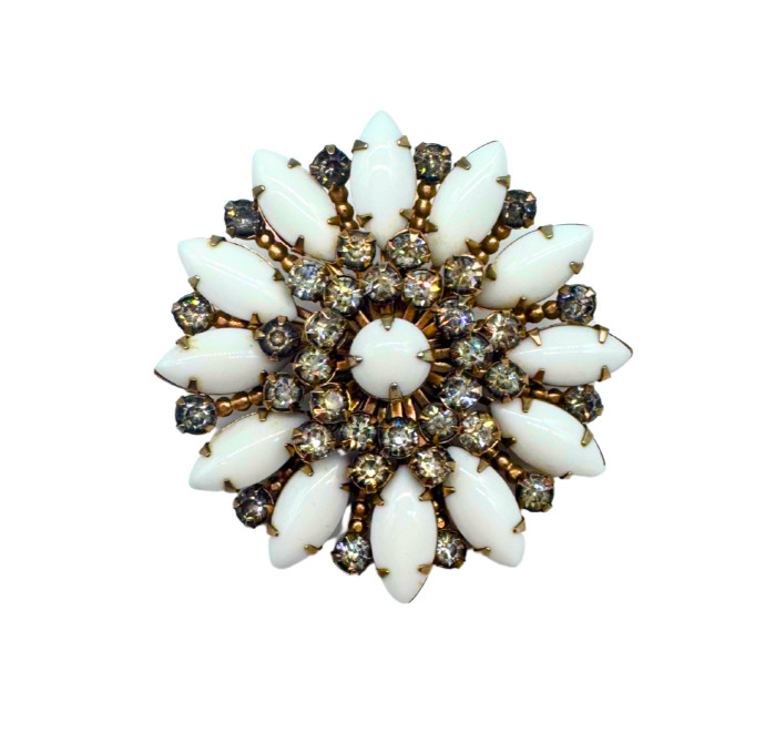 Vintage White Flower Brooch