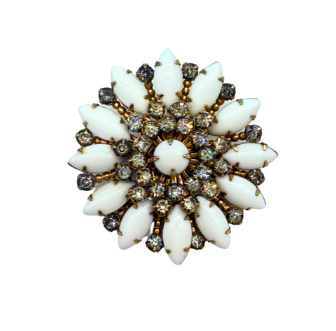 Vintage White Flower Brooch