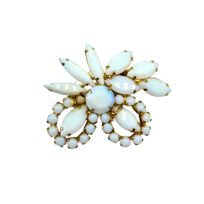 Vintage White Feather Brooch
