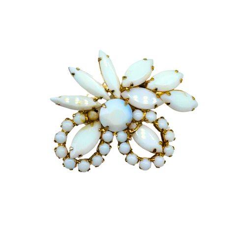 Vintage White Feather Brooch