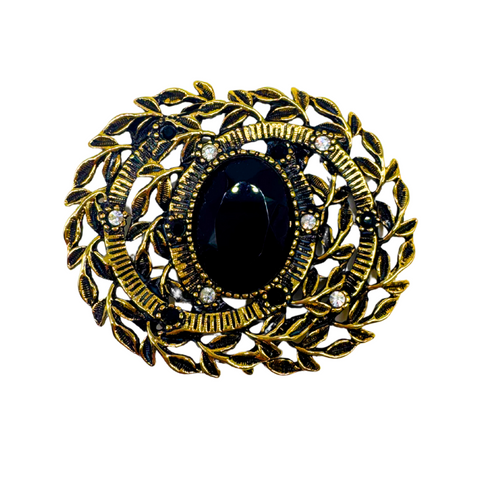 Vintage Black Jewel Brooch
