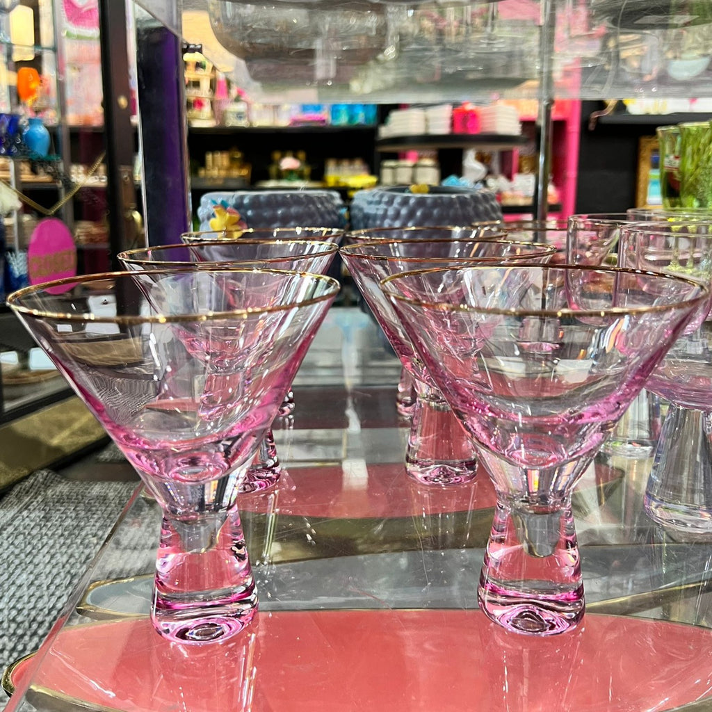 Set of 7 Vintage Pink Martini Glasses – The Guild