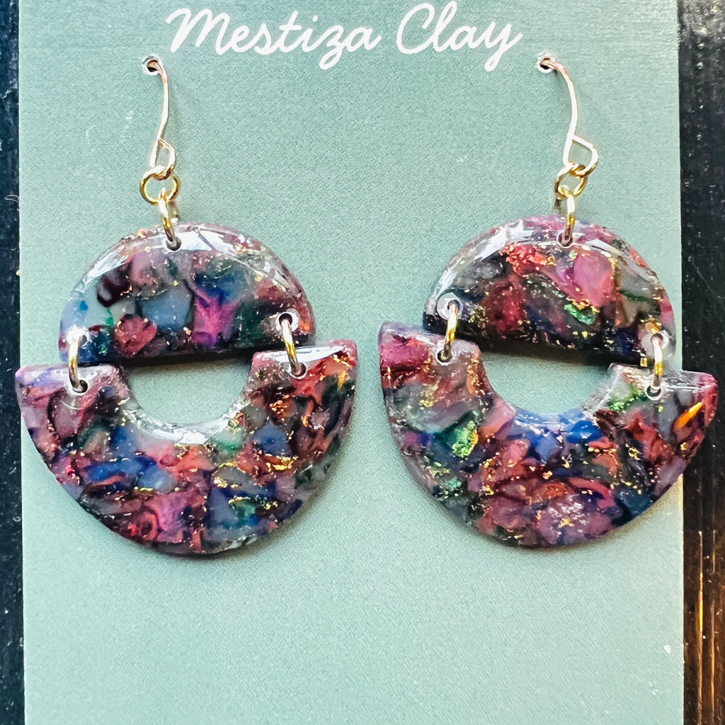 Purple Marble Earring
