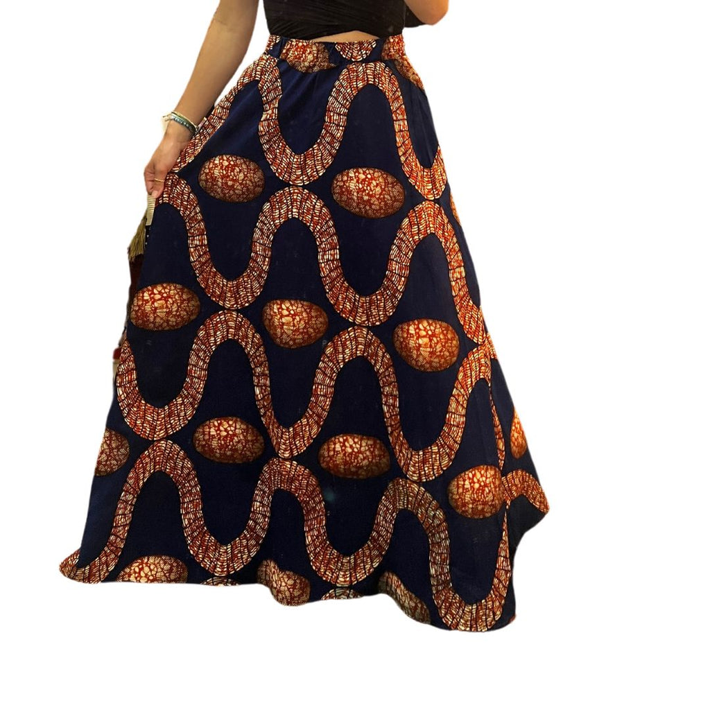 The Chroma Collection Maxi Skirt - Navy and Orange