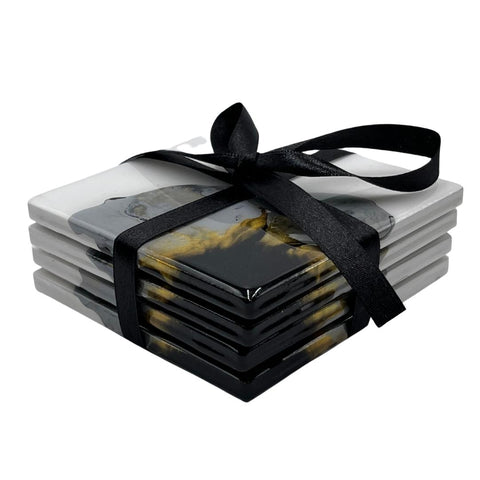 Black & Gold Square Coasters