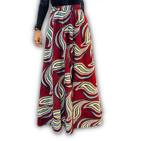 The Chroma Collection Maxi Skirt - Dark Red and Blue
